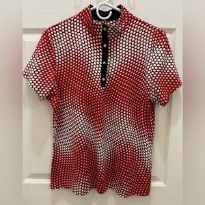 Tail 1/4 Snap Polo Shirt Womens L Red White Golf Pickleball Great Condition